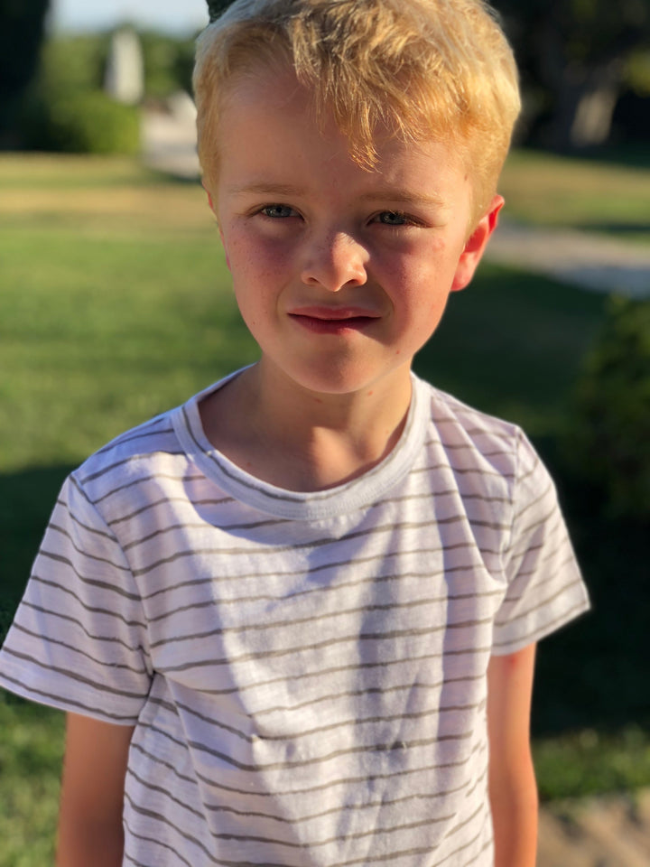 Grey and white hand painted tee